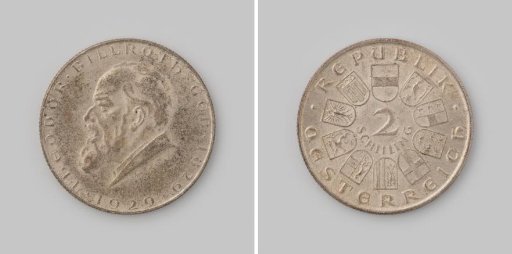 2 Schillings from the Republic of Austria, 1929, on Theodor Billroth