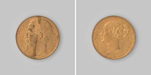 Play medal with President Louis Napoleon Bonaparte and Queen Victoria ca. 1850