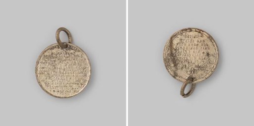English religious pendant medal with prayer texts