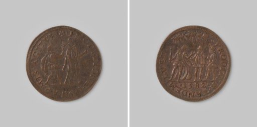 Accounting medal from Dordrecht on the assassination attempt on William of Orange by Jean Jauregui 1582