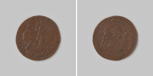 Accounting token from Dordrecht on the attack on William of Orange by Jean Jauregui 1582