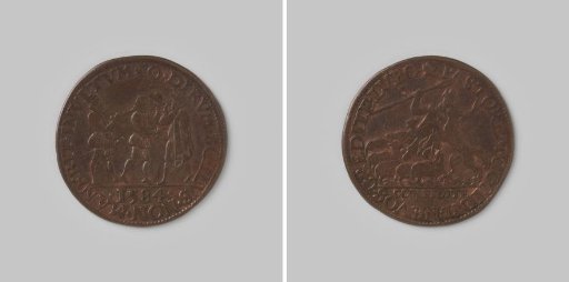 Accounting token from Dordrecht on the murder of William of Orange by Balthazar Gerards 1584