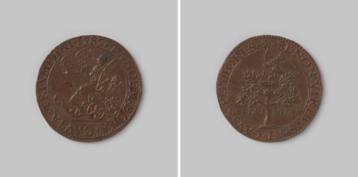 Accounting token from Dordrecht on the day of thanksgiving for the driving away of the Invincible Fleet 1589