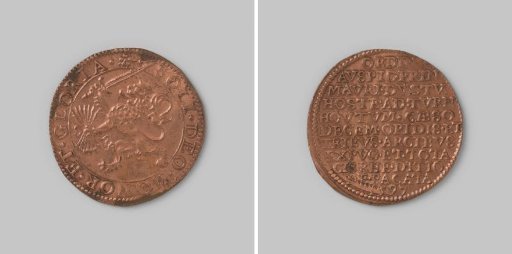 Calculation medal from Dordrecht on the victory in the Battle of Turnhout and the capture of nine cities by Prince Maurice 1597