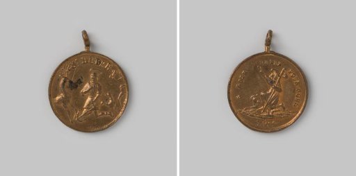 Religious pendant with St Hubert and Rochus