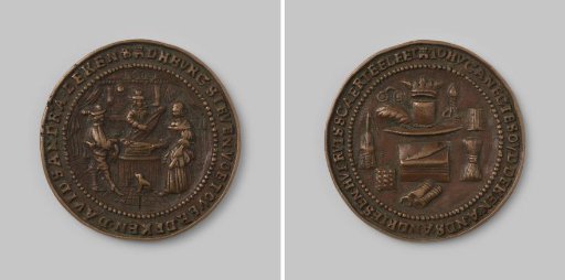 Attendance medal of the Silk Dyers' and Grocers' Guild in Middelburg, 1689