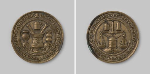 Attendance medal of the Grocers', Apothecaries' and Druggists' Guild in Middelburg, 1677