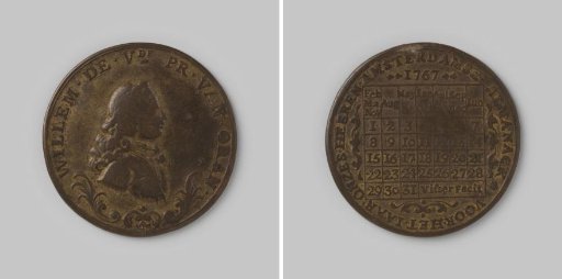 Calendar Medal in the name of Stadtholder William V 1767