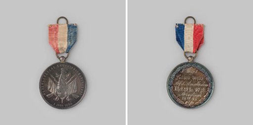 Prize medal of the Nederlandsche Schutterij Kaderbond in Arnhem, 1895, won by the Amsterdam section, volley fire, first prize