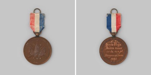 Prize medal of the Nederlandsche Schutterij Kaderbond in Bergen op Zoom, 1897, won by the Amsterdam section, individual fire, fourth prize