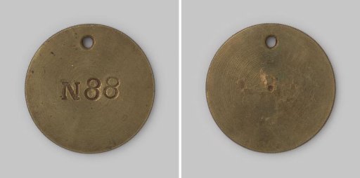 Attendance medal of the civic guard and fire brigade in Haarlem with engraved number