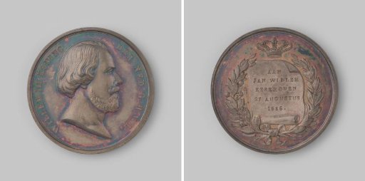 Honorary medal presented by King Willem III to Jan Willem Kerkhoven, former lieutenant-colonel of the Militia in Amsterdam, on the occasion of the unveiling of the Monument on the Dam in Amsterdam
