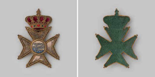 Decoration with embroidery in the form of a cross for commander in the Order of the Netherlands Lion, awarded for virtus nobilitat
