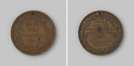 Medal of Honour for the marksmen at the siege of Naarden, in the name of F. van der Putten