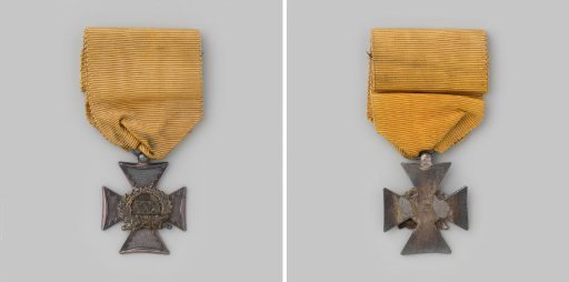 Decoration (four-armed cross) for honorable, long and actual service in the civic guard as an officer, thirty years of service, worn by Mr. D. Bicker, colonel-commandant in Amsterdam