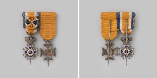 Officers' Cross in the Order of Orange-Nassau, with swords, with decoration for thirty years of service as an officer at the civic guard in Amsterdam, worn by A. Mendes da Costa, lieutenant-colonel