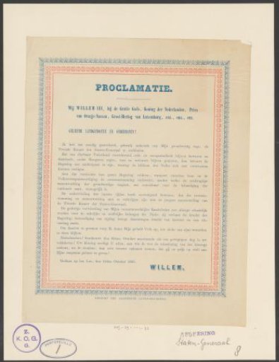 Royal proclamation regarding the dissolution of the States-General, 1866