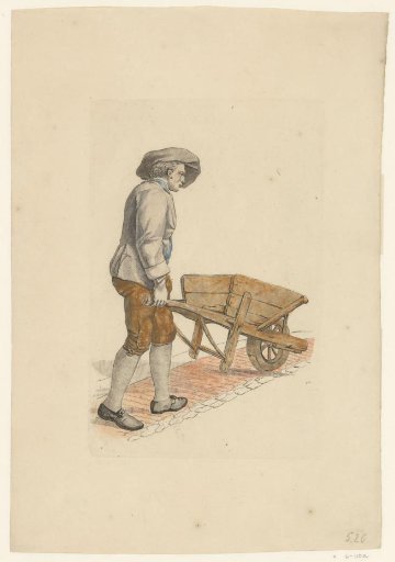 Man pushing a wheelbarrow