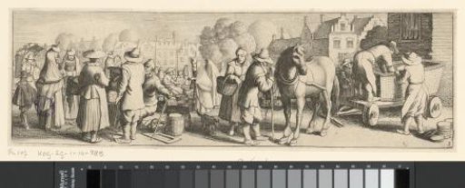 Market scene with horse and cart