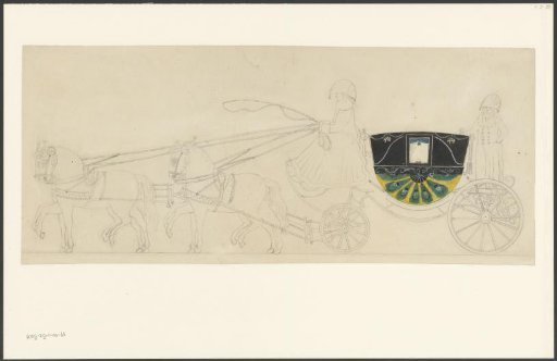 Closed carriage drawn by four horses