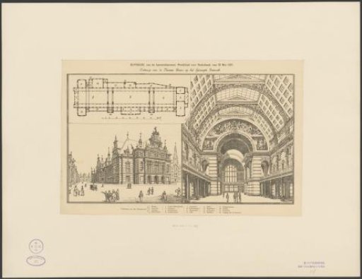 View of the interior and exterior of the Beurs of Berlage