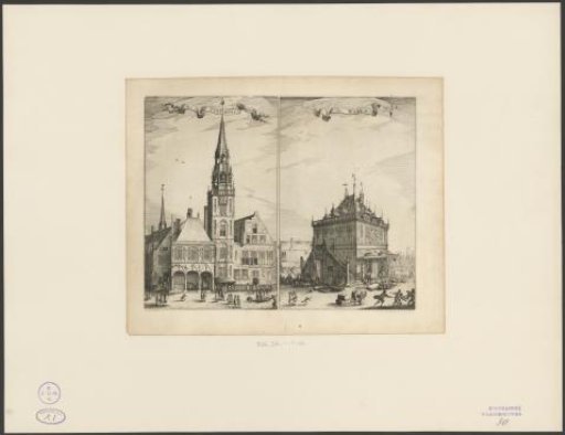 View of the Old Town Hall and the Waag on the Dam in Amsterdam