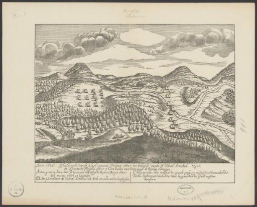 Landscape with the battle formation of the troops before the fight against the Spanish troops in Brazil