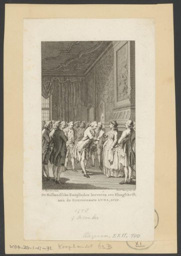 Dutch Merchants Present a Petition to Princess Anna Regarding English Attacks, 1758