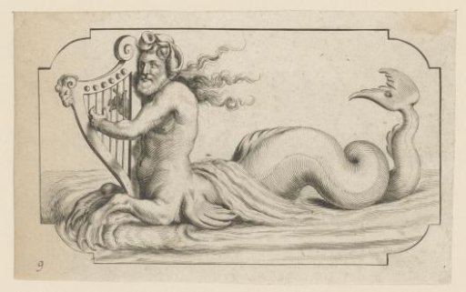Triton Playing a Harp