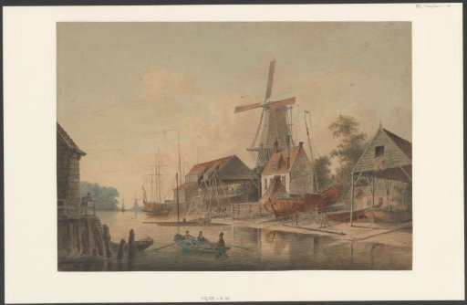 Shipyard with a windmill