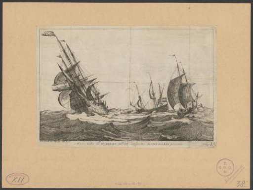 Seaview with two three-masters and a two-master on rough seas
