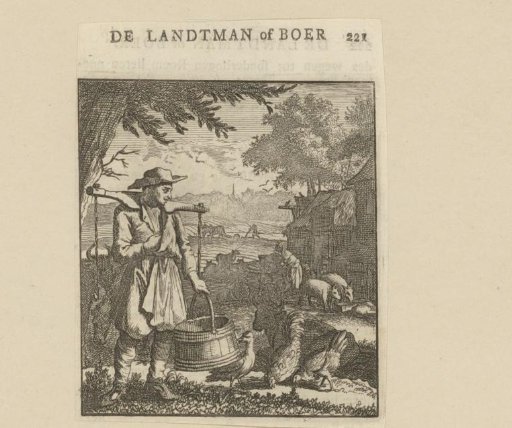 Man with a yoke on his shoulder with cattle in the background