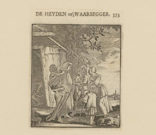 Two Women and Two Children Listening to a Beggar