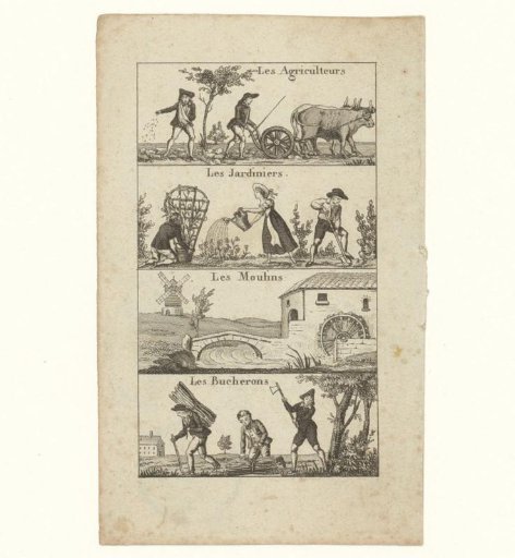 Agriculture, gardeners, windmills and woodcutters