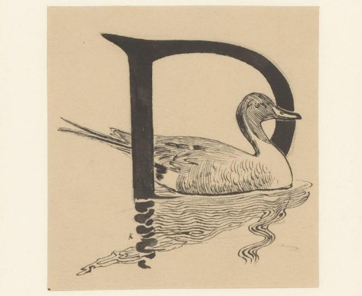 Letter D with a Duck in the Water