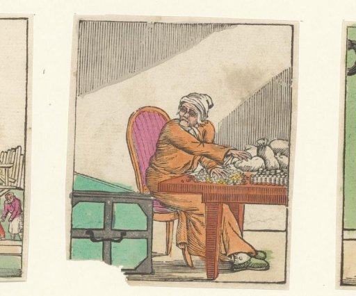 Man Counting His Money at a Table