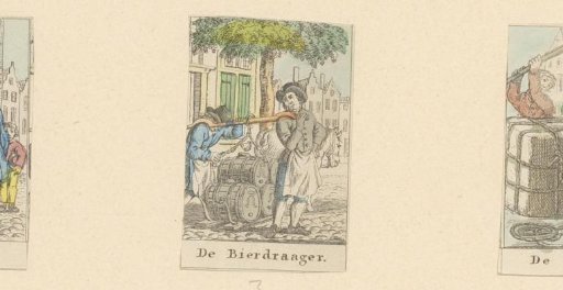 Two beer carriers with casks on a yoke