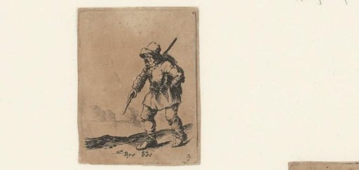 Farmer Walking to the Left with a Stick over His Right Shoulder