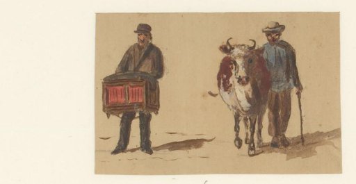 Man with a Hand Organ and Man with a Cow