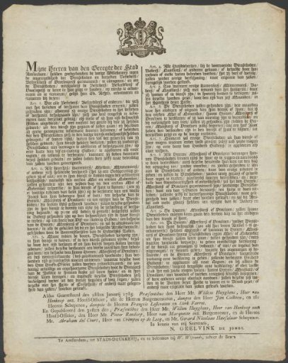 Regulations for maids, nurses, wet nurses and seamstresses and their employers, Amsterdam 1785