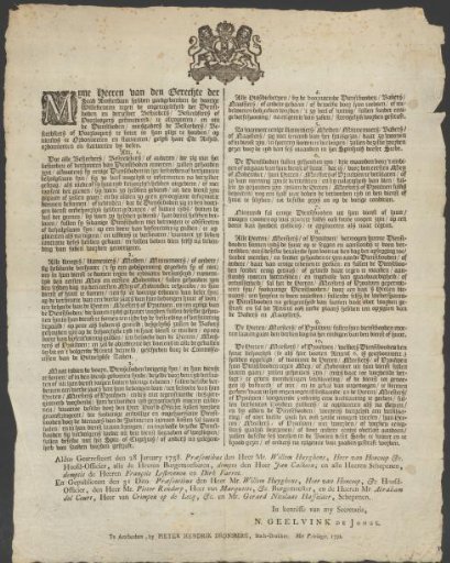 Regulations for maids, nurses, wet nurses and seamstresses and their employers, Amsterdam 1792