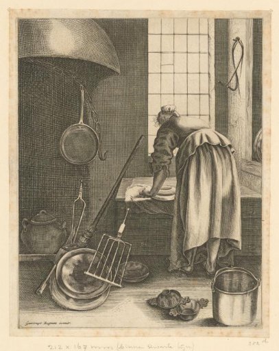 A woman polishing copper