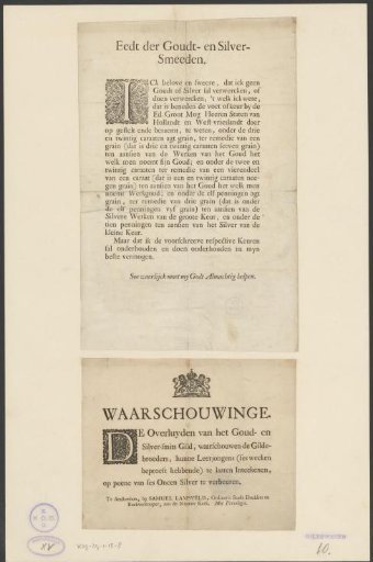 Oath and Warning of the Gold and Silversmiths' Guild