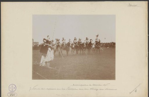 Salute by the participants in the tilting match to the King of Bohemia
