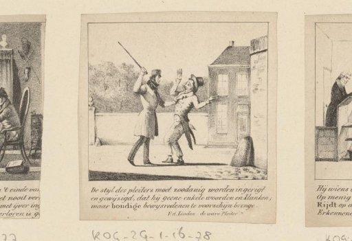 A Man Raising a Stick Has Seized a Startled Man
