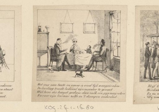 Smoking Professor and Student at a Table