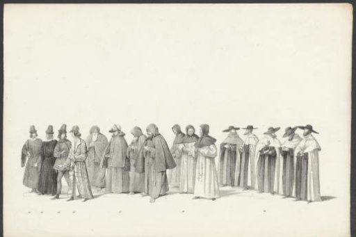 Burgomasters of Delft and three groups of monks