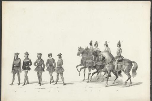 Knights and grooms of the duke on horseback