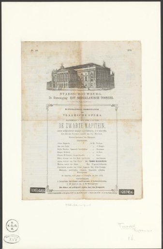 Announcement for the Performance The Black Captain in the Stadsschouwburg
