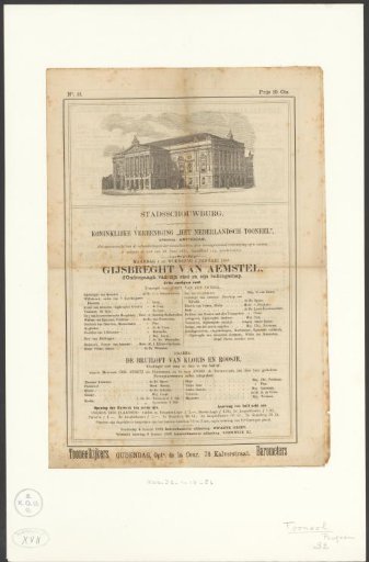 Amsterdamsche Gids with an Advertisement for Gijsbreght van Aemstel and The Wedding of Kloris and Roosje